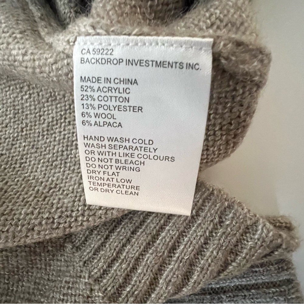 Women's Backdrop medium Open Front Cardigan Sweater cotton wool alpaca beige. - Picture 4 of 6